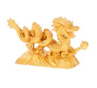 TOYZFRIENDY Golden Chinese Dragon Figurine Resin Craft for Desktop Decor Realistic Copper Texture Feng Shui Statue Elegant Zodiac Dragon Ornament for Office and Home Blessing
