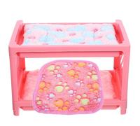 TOYZFRIENDY Guinea Pig Bunk Bed Small Animal Hideout Double-Layer Sleeping Bed Set with Detachable Pads and Blankets for Hamsters, Chinchillas, Ferrets, and Rabbits Random Color Random Color