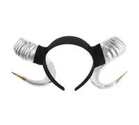 TOYZFRIENDY Halloween Devil Horns Headband Silver Single Horn with Gold Accent Renaissance Cosplay Hairband for Women Party Photo Prop