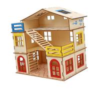 TOYZFRIENDY Hamster Castle Wooden Pet Hut with Ladder Small Pet Hideout for Climbing and Sleeping Enrichment Two Story Open House for Hamsters and Small Animals