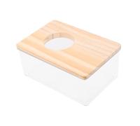 TOYZFRIENDY Hamster Sand Bath Container, Acrylic Bath Room with Feeder Function, Compact Pet Bathing Basin for Gerbils and Small Animals