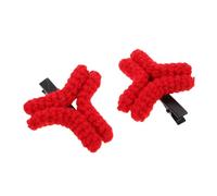 TOYZFRIENDY Handknitted Red Yarn Clips for Bangs Lightweight Cartoon Duckbill Barrettes Live Stream Stylist Essentials Flexible Hair Styling Accessories for Women