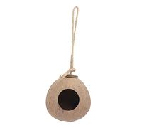 TOYZFRIENDY Handmade Coconut Shell Bird Nest with Rope Hanging Shelter Natural Rope Material Outdoor Bird House Protecting From Weather Gift and Nature Enthusiasts