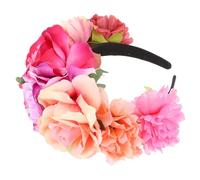 TOYZFRIENDY Hawaiian Style Flower Headband for, Wide Rose Simulation Hair Accessory with Violet, Red, and Pink Flowers, Holiday Party Hairband and Photo Prop