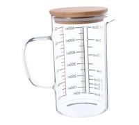 TOYZFRIENDY Heat-Resistant Glass Measuring Cup Glass Measuring Jugs Coffee Milk Cup Beaker with Lid Kitchen Supplies Wooden Transparent