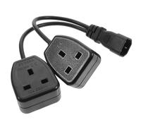 TOYZFRIENDY Iec to Double Uk Pin Splitter Power Cable Black Adapter Cord Compatible Data Cabinet Power Extension