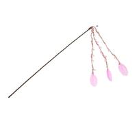 TOYZFRIENDY Interactive Cat Teaser Stick with Realistic Plumage and Bell, Purple Imitation Wood Branch Toy for Indoor Pet Play, Kitten and Cat Supplies for Stimulating Exercise