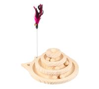 TOYZFRIENDY Interactive Wooden Cat Turntable with Layers and Rolling Track Balls for Indoor Cats Scratch and to Promote Healthy Exercise and Entertainment