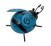 TOYZFRIENDY Iron Wall Art Decor Blue Iron Hanging Garden Ornament Cute Cartoon Ladybug Statue for Indoor Outdoor Home and Charming Wall Pendant Gift