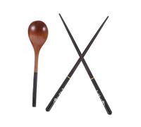 TOYZFRIENDY Japanese Style Wooden Set Natural Spoon and Chopsticks Smooth Reusable Utensils for Picnic Office Home Dining