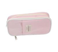 TOYZFRIENDY Large Capacity Canvas Pencil Case with Zipper Aesthetic Stationery Organizer for Teens and Boys Pink Compact Design with Dividers for Efficient Storage and Easy Cleaning