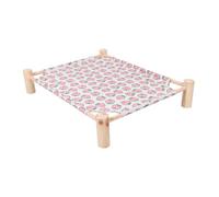 TOYZFRIENDY Large Raised Pet Army Bed Wood Frame and Breathable Fabric, Washable Cooling Elevated Dog Cot 65x53x13cm for Outdoor Camping and Summer Use