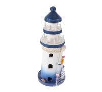 TOYZFRIENDY Mediterranean Nautical Lighthouse Ornament Wooden Desktop Decor Coastal Table Ornament Fresh Elegant Vintage Style for Home Kitchen Windowsill Decoration