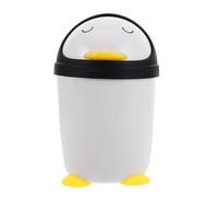 TOYZFRIENDY Mini Penguin Trash Can with Lid for Cute Cartoon Plastic Waste Basket for Bathroom Bedroom Desk Space-saving Small Rubbish Bin Encouraging Fun Waste Disposal Habits
