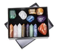 TOYZFRIENDY Multi-Function Amethyst Crystal Pillars with Portable Chakra Stones for Meditation Yoga Relaxation Natural Stones Box for Mindfulness and Spa Use