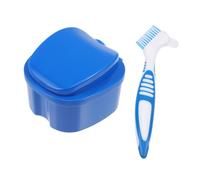 TOYZFRIENDY Orthodontic Denture Holder with Soft Bristle Brush Denture Storage Box Retainers Mouth Guards Portable Travel Cleaning Container