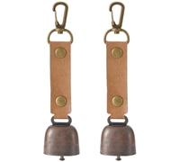 TOYZFRIENDY Outdoor Caramel Color Hanging Bell Set 2Pcs, Portable Metal Alert Bells for Hiking, Camping Gear Sound Warning Accessories