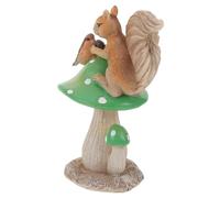 TOYZFRIENDY Outdoor Resin Squirrel Garden Figurine with Mushroom Weatherproof Lawn Statue Decoration for Patio Balcony Whimsical Realistic Garden Ornament