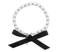 TOYZFRIENDY Pearl Dog Cat Collar with Bow Charm Lightweight Comfortable Pet Necklace with Metal Bling Accessories Elegant Low-maintenance Jewelry for Puppies and Kittens for Holidays and