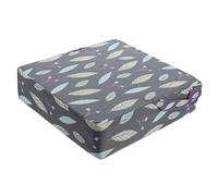 TOYZFRIENDY Polyester Dining Chair Booster Cushion Thick Seat Pad with Dual Straps for Year Old Support Non Slip Height Increase Mat for Home and Travel Gray Leaf Pattern