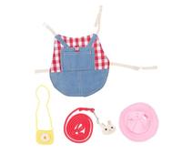 TOYZFRIENDY Rabbit Harness with Leash and Red White Lattice Bunny Outfit Set, Small Size Pet Clothes with Hat for Indoor and Outdoor Use