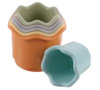 TOYZFRIENDY Rabbit Stacking Cups Toy Set, Multi-size Reusable Bunny Food Holder Cups for Hiding and Feeding, Colorful Wave-shaped Plastic Stacker for Rabbit Play and Bunny Supplies