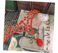 TOYZFRIENDY Red Bridal Frontlet Rhinestone Wedding Forehead Chain Accessory for Bride, Alloy Red Wedding Forehead Jewelry with Pendant, Bridal Headpiece Veil Decoration