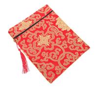 TOYZFRIENDY Red Brocade Buddhist Scriptures Bag Silk Fabric Pouch for Bible Wraps Jewelry Coin Wallet and Document Storage with Convenient Carry Handle