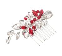 TOYZFRIENDY Red Rhinestone Wedding Hair Side Comb for Bride and Bridesmaid Secure Crystal Bridal Hair Accessory Enhancing Dress Harmony Detailed Craftsmanship for Prom and Party