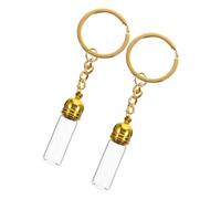 TOYZFRIENDY Refillable Perfume Bottles Set 2pcs Large Glass Mini Travel Bottles Gold Acrylic Caps and Keychain Holder for Portable Fragrance Storage