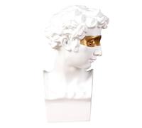 TOYZFRIENDY Resin David Statue Figurine Platinum Finish Greek Bust Sculpture Desktop Home Decor Ornament for Living Office Garden