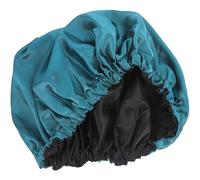 TOYZFRIENDY Reusable Shower Cap for Women Large Elastic Hair Protection Bath Cap with Button, Blue Outer and Black Lining, Suitable for Long and Short Hair Bathing Essentials