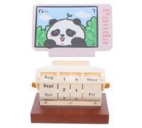 TOYZFRIENDY Rotary Wooden Desk Calendar with Panda Design Perpetual Month Week Date Display Compact Space Saving Metal Craft for Office Classroom Home Organization and Decor