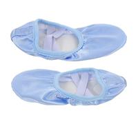 TOYZFRIENDY Satin Ballet Flats for Women Ribbon Dance Shoes Soft Sole Slippers with Slip Cushioned Sole for Enhanced Precision and Comfort Practice and Performance Sky Blue