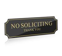 TOYZFRIENDY Self Adhesive No Soliciting Sign Acrylic Weather Resistant Door Sign for House and Office with Clear Background and Large Lettering for Easy Visibility
