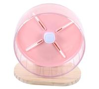 TOYZFRIENDY Silent Hamster Exercise Wheel with Stable Wooden Stand Pink Running Spinner for Hedgehogs Chinchillas Rats and Small Rodents Quiet Cage for Mental Health and Muscle Strengthening