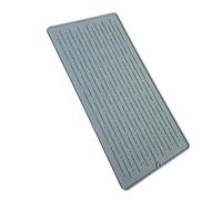 TOYZFRIENDY Silicone Kitchen Drain Mat Heat Resistant Draining Pad with Anti-Overflow Edges Grey Large Non-Slip Drying Mat for Sink and Countertop Easy to Clean and Store