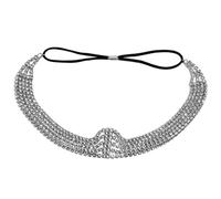 TOYZFRIENDY Silver Rhinestones Head Chain Headband for Women Layered Elastic Alloy Head Jewelry Lightweight and Stable Headpiece for Parties Masquerades and Performances
