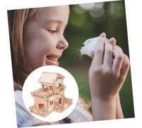 TOYZFRIENDY Small Animal Wooden Hamster Hideout Hut Wood Playhouse with Climbing Frame and Staircase Quiet Nest for Exercise and Relaxation Natural Pet for Hamsters and Small Rodents