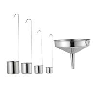 TOYZFRIENDY Stainless Steel Kitchen Funnel with Long-handle Wine Ladles and Sauce Spoon for Filling Bottles Oil Juice Jam and Condiments Kitchen Gadget with Comfortable Grip and Space-saving