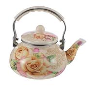 TOYZFRIENDY Thickened Enamel Stovetop Kettle Heat Resistant Water Pot for Gas and Induction Cookers with Insulated Handle Retro Creative Teapot for Household Tea and Beverage Brewing
