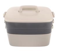 TOYZFRIENDY Three-Tier Plastic Medicine Storage Box Organizer with Tray, and Khaki White Compartments, Portable Handheld Medical Supply Case for Home and Travel Emergency