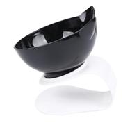TOYZFRIENDY Tilted Cat Bowl with Neck Protection Raised Pet Feeder Plastic Single Bowl for Food and Water Easy-clean Detachable Design Black Cat Feeding Dish