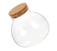 TOYZFRIENDY Transparent Round Glass Terrarium Jar with Airtight Cork Lid DIY Ecological Bottle for Indoor Moss and Succulent Plants Self-sustaining Closed Planter for Desk Decoration
