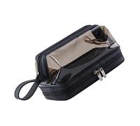 TOYZFRIENDY Travel Toiletry Bag and Makeup Pouch Double-Layer TPU Wet Dry Separation Cosmetic Organizer for Women Portable Handheld Storage in Brown Suitable for Travel and Daily Use