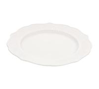 TOYZFRIENDY Vintage Ceramic Dinner Plate White Porcelain Embossed Multi-Functional Pasta Fruit Salad Cake Dessert Serving Dish for Kitchen Dining Table
