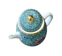 TOYZFRIENDY Vintage Enamel Ceramic Teapot with Heat-Resistant Handheld Pot for Home and Office Blue Enameled Tea Kettle with Anti-Scald Handle Easy-Clean Smooth Surface for Leisure Tea