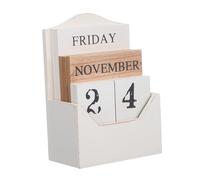 TOYZFRIENDY Vintage Wooden Block Perpetual Calendar for Desk Solid Wood Manual Date Display Blocks with Natural Grain Compact Retro Design for Home Office Decoration