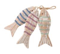TOYZFRIENDY Vintage Wooden Fish Wall Art 3pcs Coastal Nautical Wall Hanging, Large Striped Wood Fish Sculpture for Beach House, Kitchen, Bathroom, Rustic Mediterranean Ocean Decor