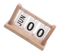 TOYZFRIENDY Vintage Wooden Perpetual Flip Desk Calendar, Rustic round Solid Wood Tabletop Standing Calendar for Home and Office Decoration